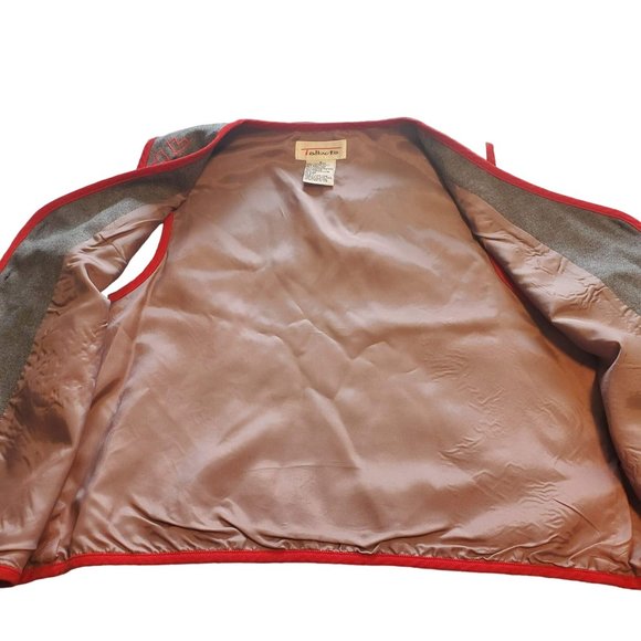 Vintage Talbots Sz S Wool Blend Vest Snowflake Holiday Gray Red Embroidered Y2K - Picture 6 of 10